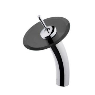 Vigo Single Hole Single Handle Waterfall Bathroom Faucet in Chrome with Sheer Black Glass Disc VG03002CH035