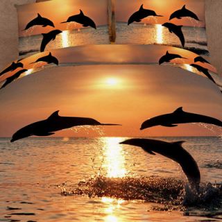 Dolce Mela Pacific Sunset Dolphins 6 Piece Duvet Cover Set