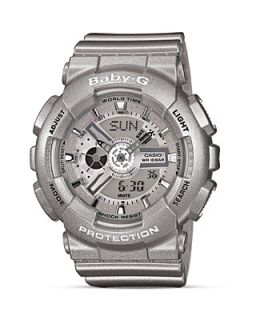 Baby G Silver Tone Extra Large Ana Digi Watch, 46.3mm
