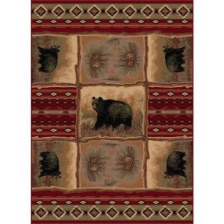 Tayse Rugs Nature Red 5 ft. 3 in. x 7 ft. 3 in. Lodge Area Rug 6570  Red  5x8