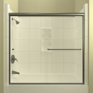 Arizona Shower Door Lite Euro 56 in to 60 in W x 57.375 in H Brushed Nickel Sliding Shower Door