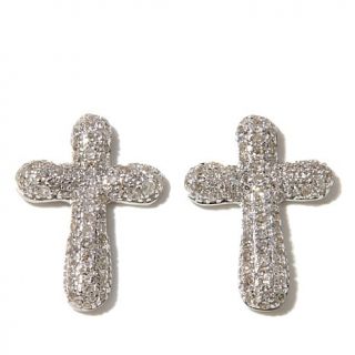 0.49ct Diamond Sterling Silver Cross Pavé Stud Earrings   7731274