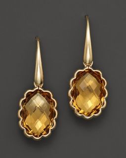 14K Yellow Gold Genuine Briolette Cut Citrine French Wire Earrings