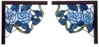 Tiffany style Blue Flowers Corner Panel  ™ Shopping