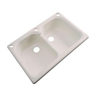 Thermocast Hartford Drop In Acrylic 33 in. 3 Hole Double Bowl Kitchen Sink in Shell 44308