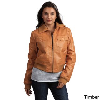 Womens Genuine Leather Bomber Jacket   15446842  