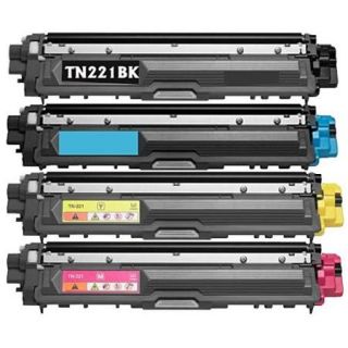Brother TN221 Remanufactured Compatible Toner Cartridge Set (Pack of 4)