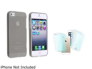 Insten Frost Clear Smoke TPU Case with 6 Pack Front / Back Screen Protector Compatible with Apple iPhone 5 / 5S 1666532