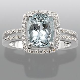 Aquamarine & Lab Created White Sapphire Ring   Jewelry   Rings