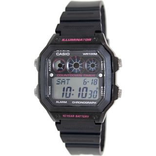 Casio Mens AE1300WH 1A2V Black Resin Quartz Watch with Digital Dial