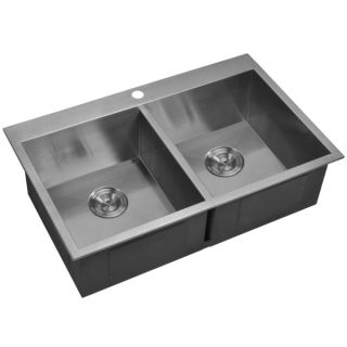 Water Creation Double Bowl Stainless Steel Hand Made Drop In Kitchen