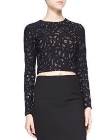 Parker Luna Long Sleeve Appliqué Metallic Top