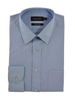 Double TWO King size classic plain long sleeve shirt Light Blue