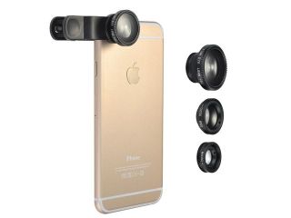 3 in 1 Clip On 180 Degree Supreme Fisheye Fish Eye Lens + 0.67X Wide Angle+ Micro Lens Easy Use Camera Lens Kits For iPhone 6 / 6 Plus, iPhone 5 5S 4 4S 6S Samsung HTC etc