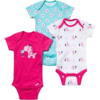 Gerber Onesies Brand Baby Girl Bodysuits Variety, 3 Pack