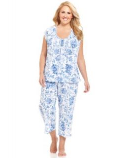 Lauren Ralph Lauren Plus Size Drop Shoulder Top and Capri Pajama Pants