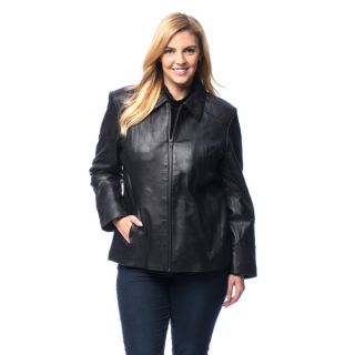 Excelled Womens Plus Lambskin Leather Scuba Jacket   16632113