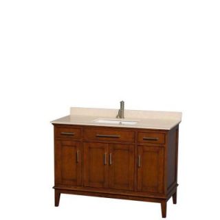 Wyndham Collection Hatton 48 in. Vanity in Light Chestnut with Marble Vanity Top in Ivory and Square Sink WCV161648SCLIVUNSMXX