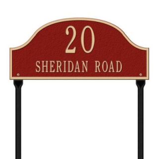 Whitehall Products Admiral Standard Arch Red/Gold Lawn Two Line Address Plaque 1241RG