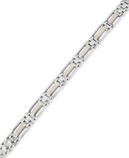 Mens Diamond Bracelet (1/2 ct. t.w.) in 14k Gold and Stainless Steel