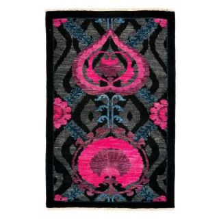 Solo Rugs Suzani Black 3 ft. 1 in. x 4 ft. 10 in. Indoor Area Rug M1760 275