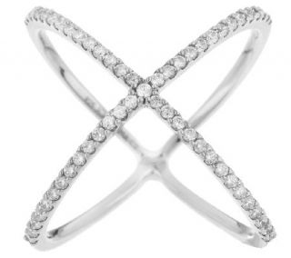 Diamonique 4/10 cttw Pave X Ring Sterling or 18K —