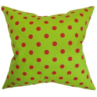 Nancy Polka Dots Candy Pink Chartreuse Feather Filled 18 inch Throw