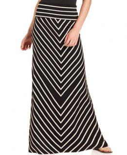 Calvin Klein Striped Fold Over Maxi Skirt   Skirts   Women