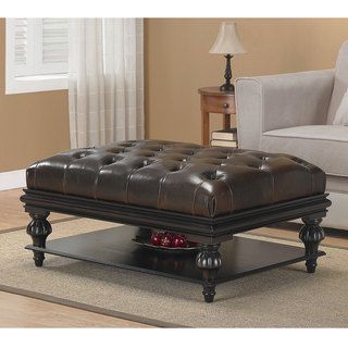 ButtonTufted Leather Ottoman with Shelf  ™ Shopping