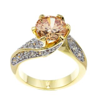 Kate Bissett 14k High Polished Gold Overlay Champagne Cubic Zirconia