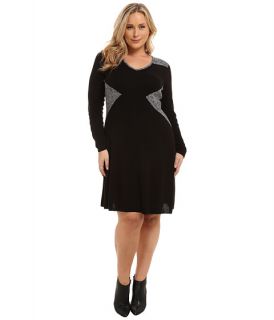 Calvin Klein Plus Plus Size Long Sleeve Blocked V Neck Sweater Dress