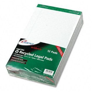 Ampad Recycled Writing Pads Legal White Perfed 50 Sheets Dozen