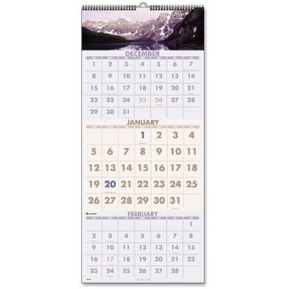Visual Organizer Scenic 3 Month Per Page Panoramic Wall Calendar