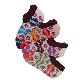 Luxury Divas Multicolor Assorted 4 Pack Winter Knit Bootie Slipper Socks