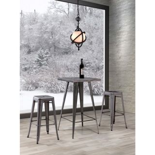 Modus Industrial Style Dining Table with wood top Gunmetal