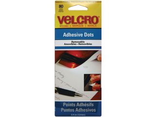 Velcro Glue Dots, Removable, 1/2" diameter, 80/Carton