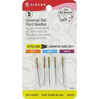 Singer Ball Point Machine Needles Size 11/80 (2), 14/90 (2) & 16/100