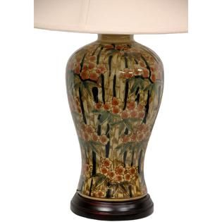 Oriental Furniture  Glazed Bamboo Blossom Vase Lamp