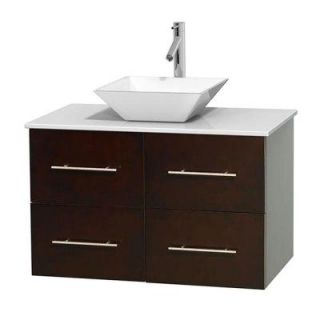 Wyndham Collection Centra 36 in. Vanity in Espresso with Solid Surface Vanity Top in White and Porcelain Sink WCVW00936SESWSD2WMXX