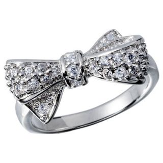 Cubic Zirconia Right Hand Ring with Bow   Silver