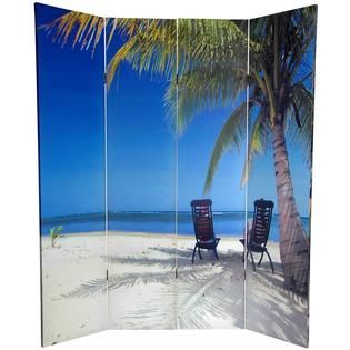 Oriental Furniture  6 ft. Tall Double Sided Ocean Canvas Room Divider