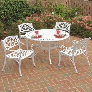 Home Styles Biscayne 5 Piece White Aluminum Patio Dining Set