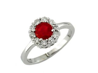 JewelryCastle 3 2275 GR 14KYG 6 14K Diamond and Ruby Ring   Size 6