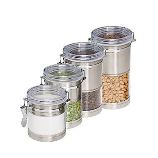 Honey Can Do Stainless Steel & Acrylic Dry Seal Canisters, Set of 4