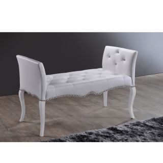 Breslin Contemporary White PU Leather Upholstered And Tufted Bench