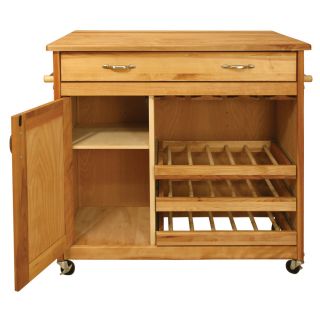 Catskill Craftsmen 40 in L x 26.5 in W x 34.5 in H Natural Wood Kitchen Island with Casters