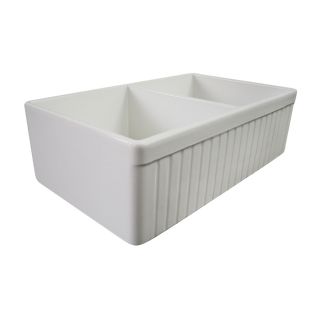 Alfi 19.88 in x 32.75 in White Double Basin Fireclay Apron Front/Farmhouse Residential Kitchen Sink
