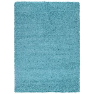 sweet home stores Cozy Shag Solid Turquoise Blue Area Rug