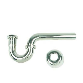 BrassCraft Brass P Trap Assembly with Box Escutcheon and 1 1/4 in. O.D. J Bend in Polished Nickel BC7100 NP