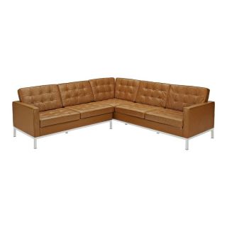 Modway Loft 2 Piece Tan Leather Sectional Sofa